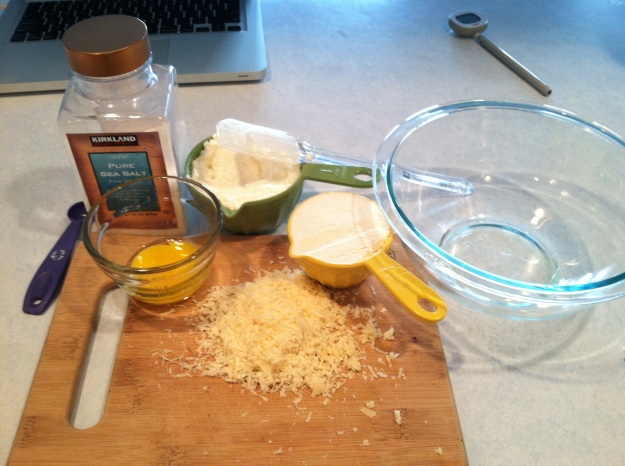 Ingredients for the ricotta gnocchi. 